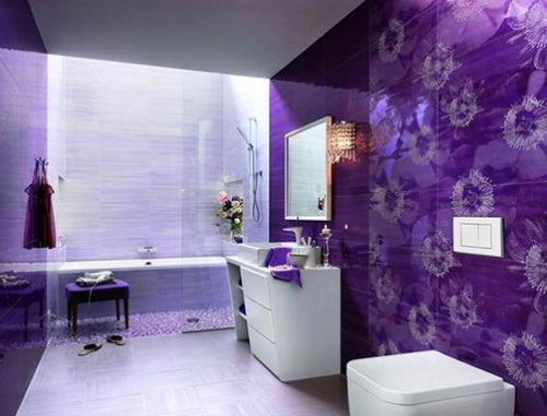 Красивые ванные комнаты в фиолетовых тонах