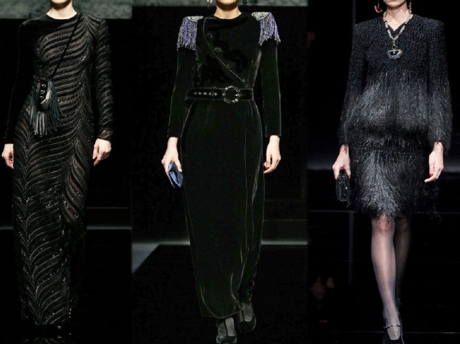 новинки моделей вечерних черных платьев для женщин за 60 на зимний сезон 2021 года - луки с подиума