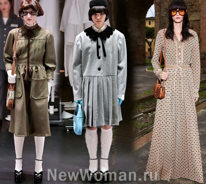 модное платье на осень и зиму 2021 года - это платье в стиле 70-х годов прошлого столетия - бренд Гуччи