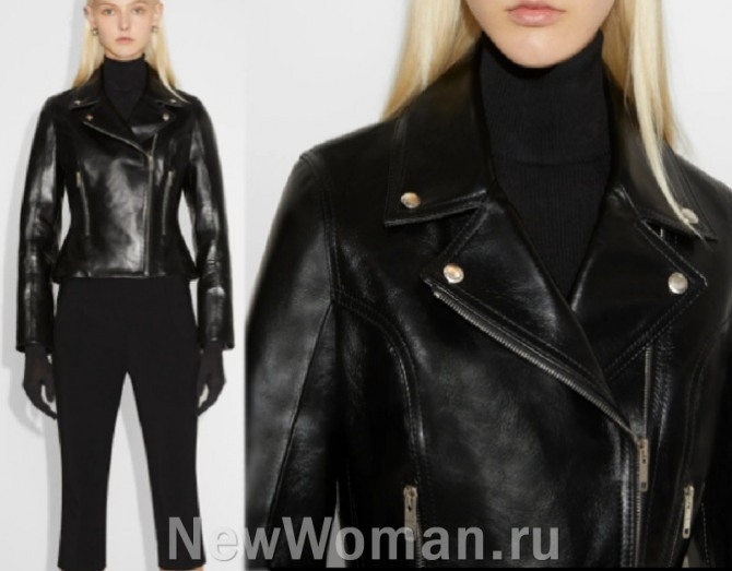 тренды в моде на женские куртки 2023 - байкерский стиль, кожаная косуха - Givenchy, Resort 2023, Париж