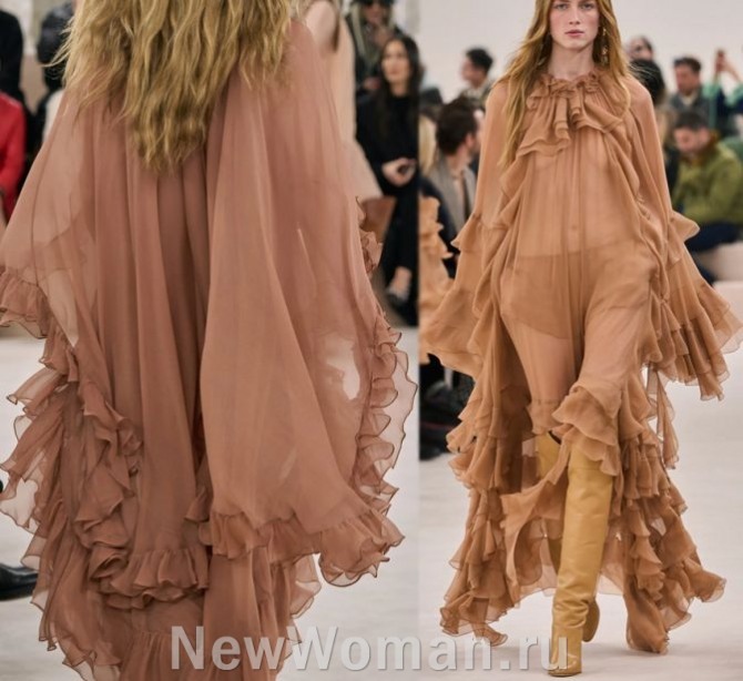 тренды платьев 2025 года от Chloé, FALL 2024 READY-TO-WEAR, Париж - платья в стиле бохо