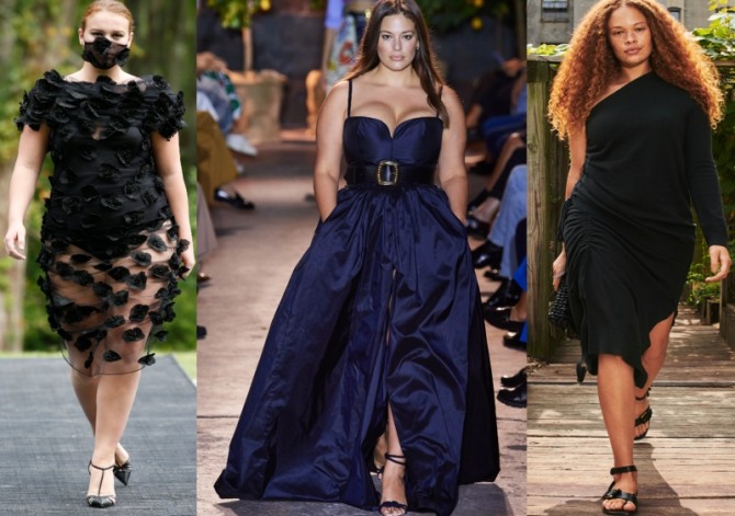 Нарядные платья для полных: фото модных тенденций и новинок