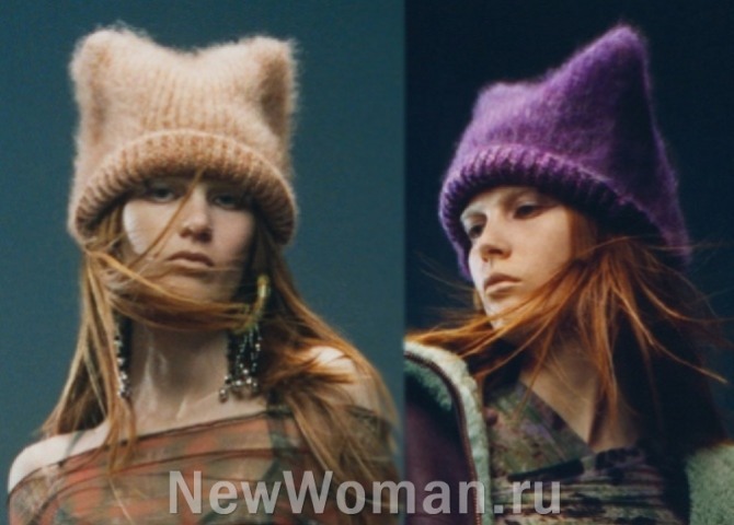 Модные шапки фото модных вязаных женских шапок для зимы года
